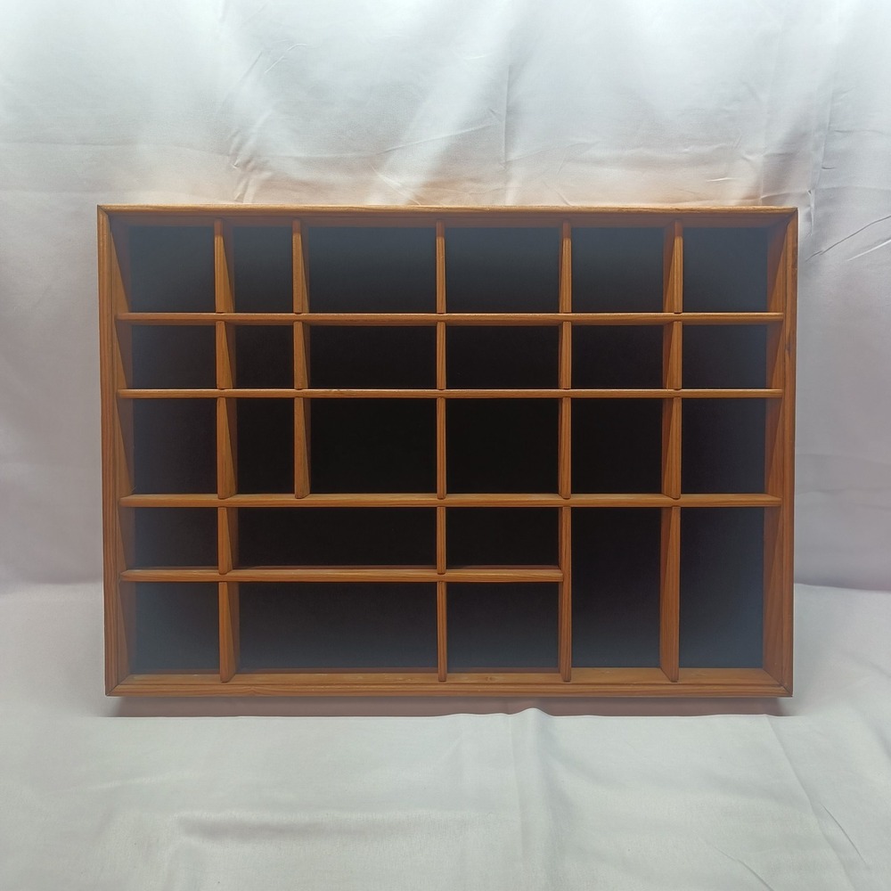 Vtg Tannery Lane Trinket Wooden Shelf Cottagecore Velvet Backing 20.5x14.5x2
